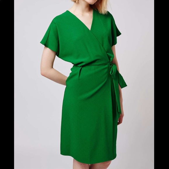 midi wrap dress green